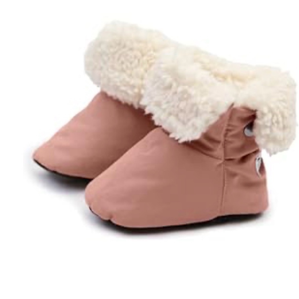 7 A.M. Enfant Benji Baby Booties - Water Repellent Baby Shoes for Girls pink